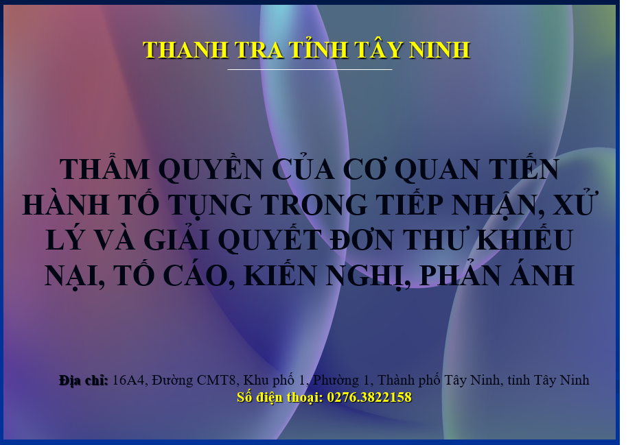 THẨM QUYỀN CỦA CƠ QUAN TIẾN HÀNH TỐ TỤNG TRONG TIẾP NHẬN, XỬ LÝ VÀ ...