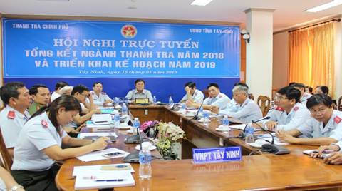 Tây Ninh: Tham dự Hội nghị trực tuyến tổng kết công tác thanh tra năm 2018 và triển khai nhiệm vụ công tác ngành Thanh tra năm 2019